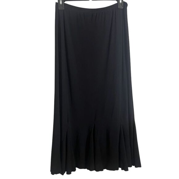 Susan Lawrence Skirt Medium Black Pleated Hem Maxi Pull-On - Picture 2 of 3